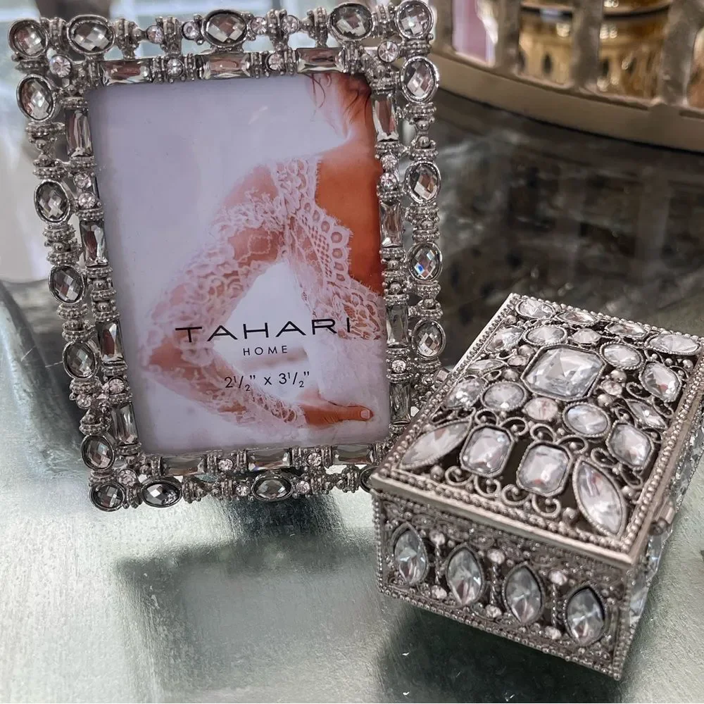 Tahari Silver Decorative photo Frame and Box Set